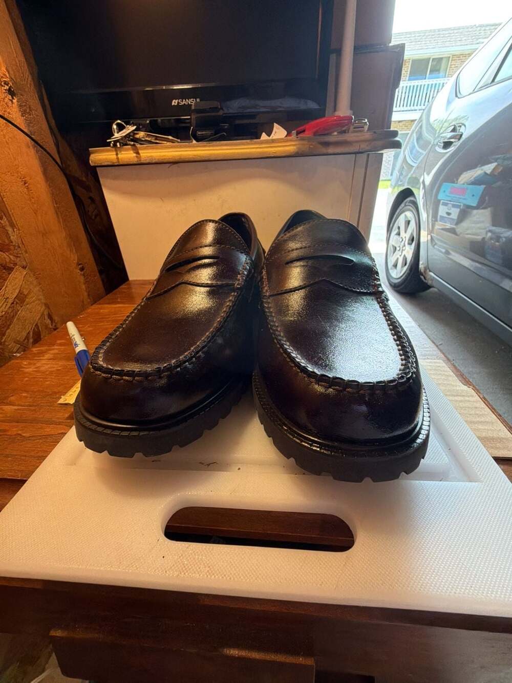 State Street Men's Brown Leather Penny Loafers Size 11